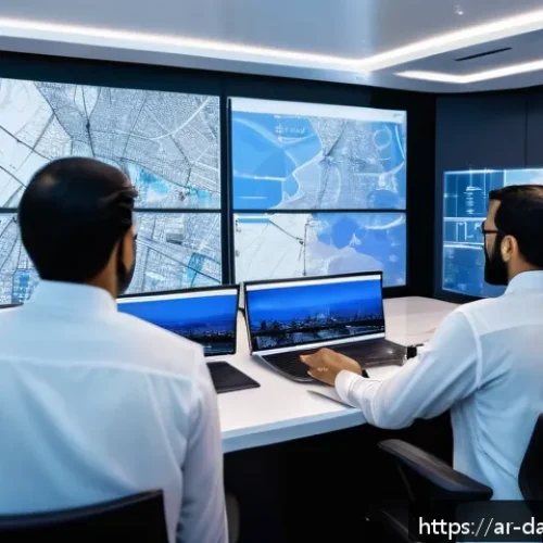Home 15 시민 참여형 빅데이터 정책 제안 - A vibrant and modern urban planning control room in the United Arab Emirates, showcasing diverse Ara...