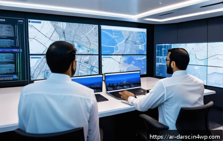 시민 참여형 빅데이터 정책 제안 - A vibrant and modern urban planning control room in the United Arab Emirates, showcasing diverse Ara...